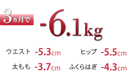 体重-6.1kg ウエスト-5.3cm