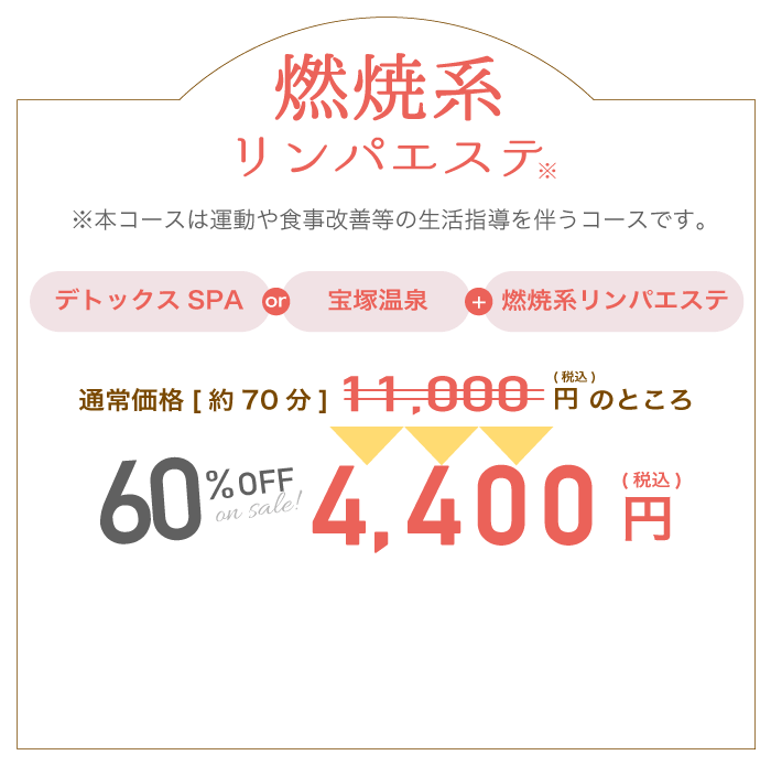 燃焼系リンパエステ60%OFF4,400円